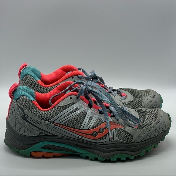 Saucony Excursion TR10 Gray & Coral Running Shoes - Picture 5 of 10